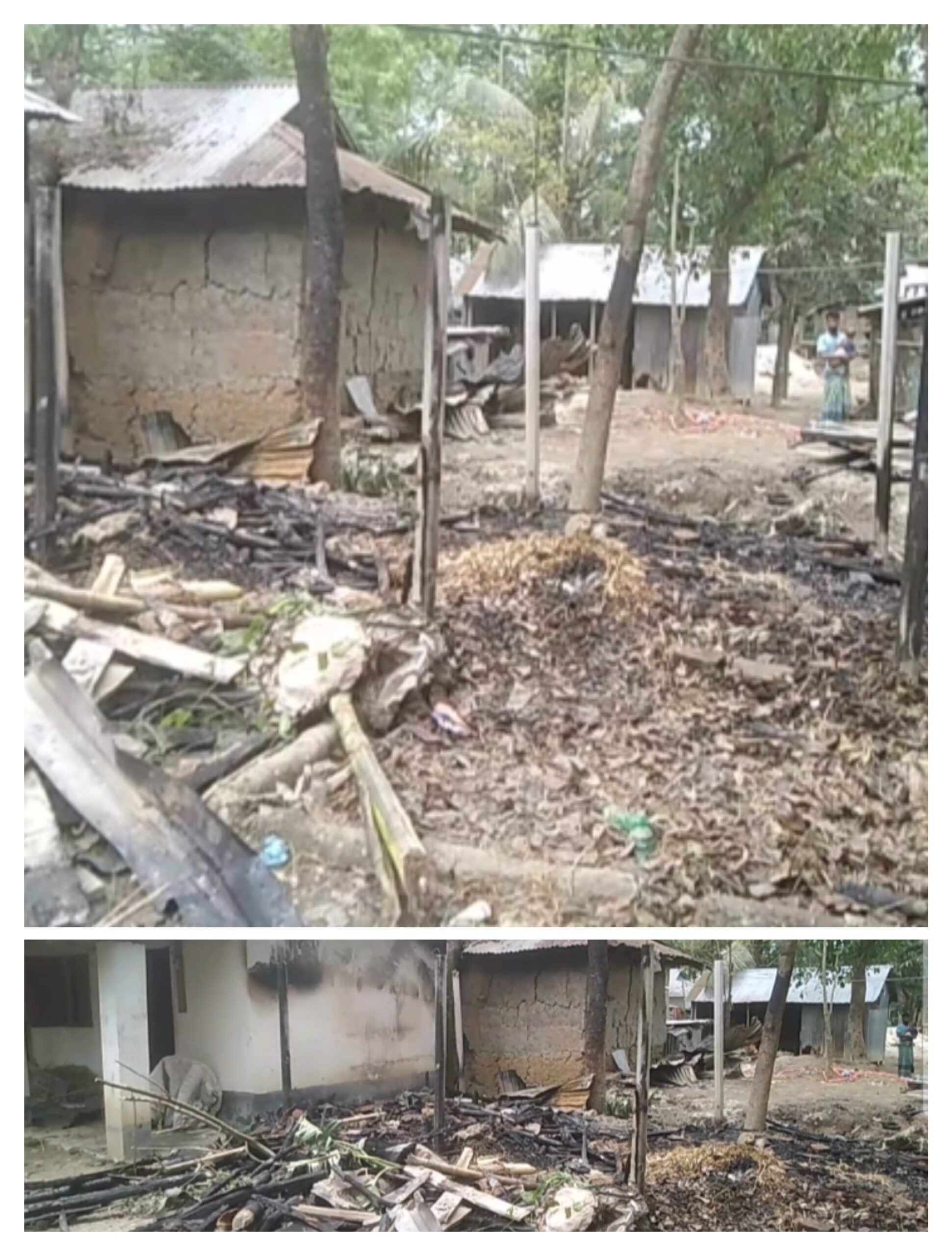 জমি নিয়ে বিরোধের জেরে বসতঘরে প্রতিপক্ষের আগুন আদালতে মামলা।