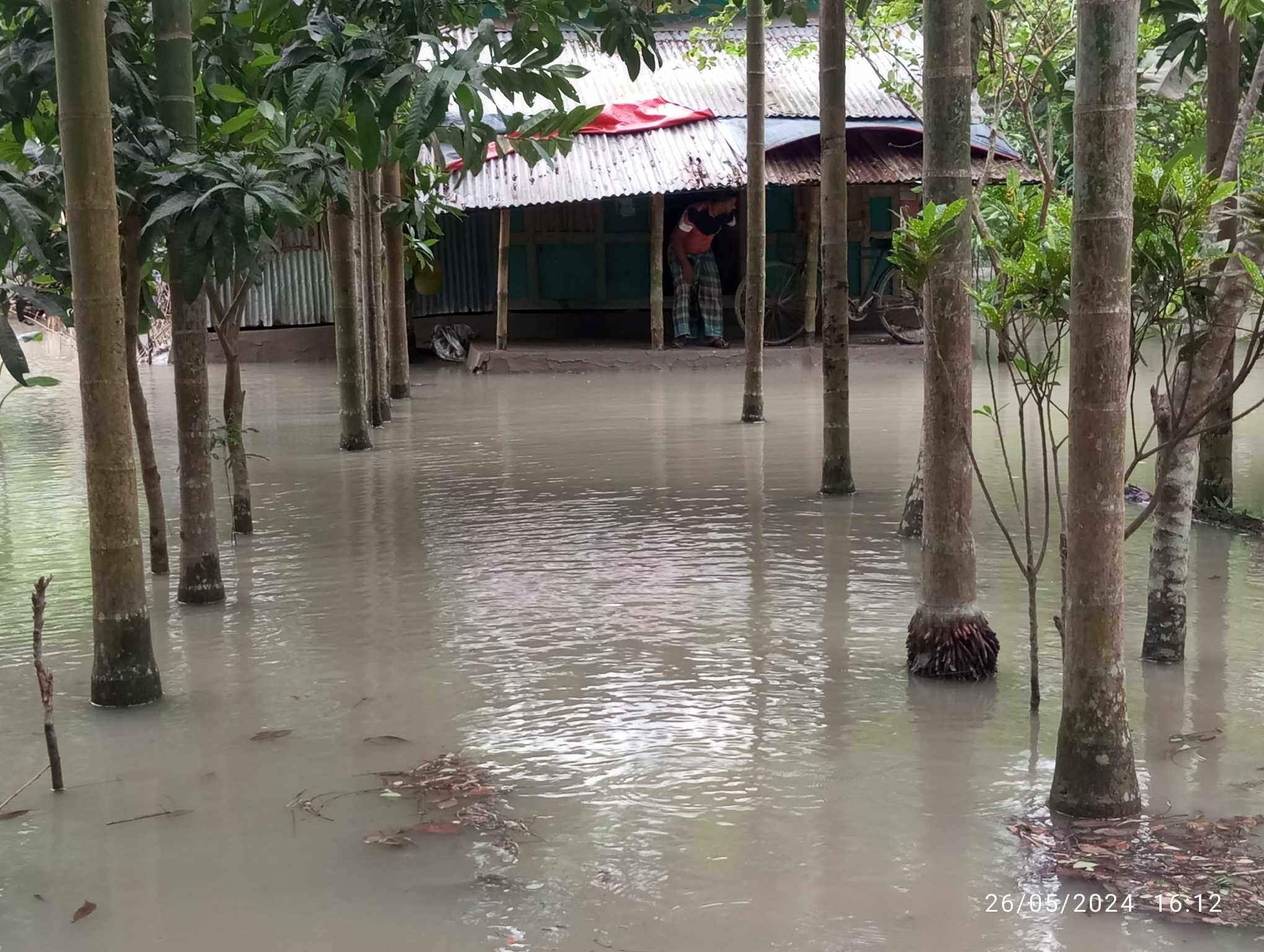 ঘূর্ণিঝড় রেমালের প্রভাবে গলাচিপায় বেড়েছে নদীর পানি।