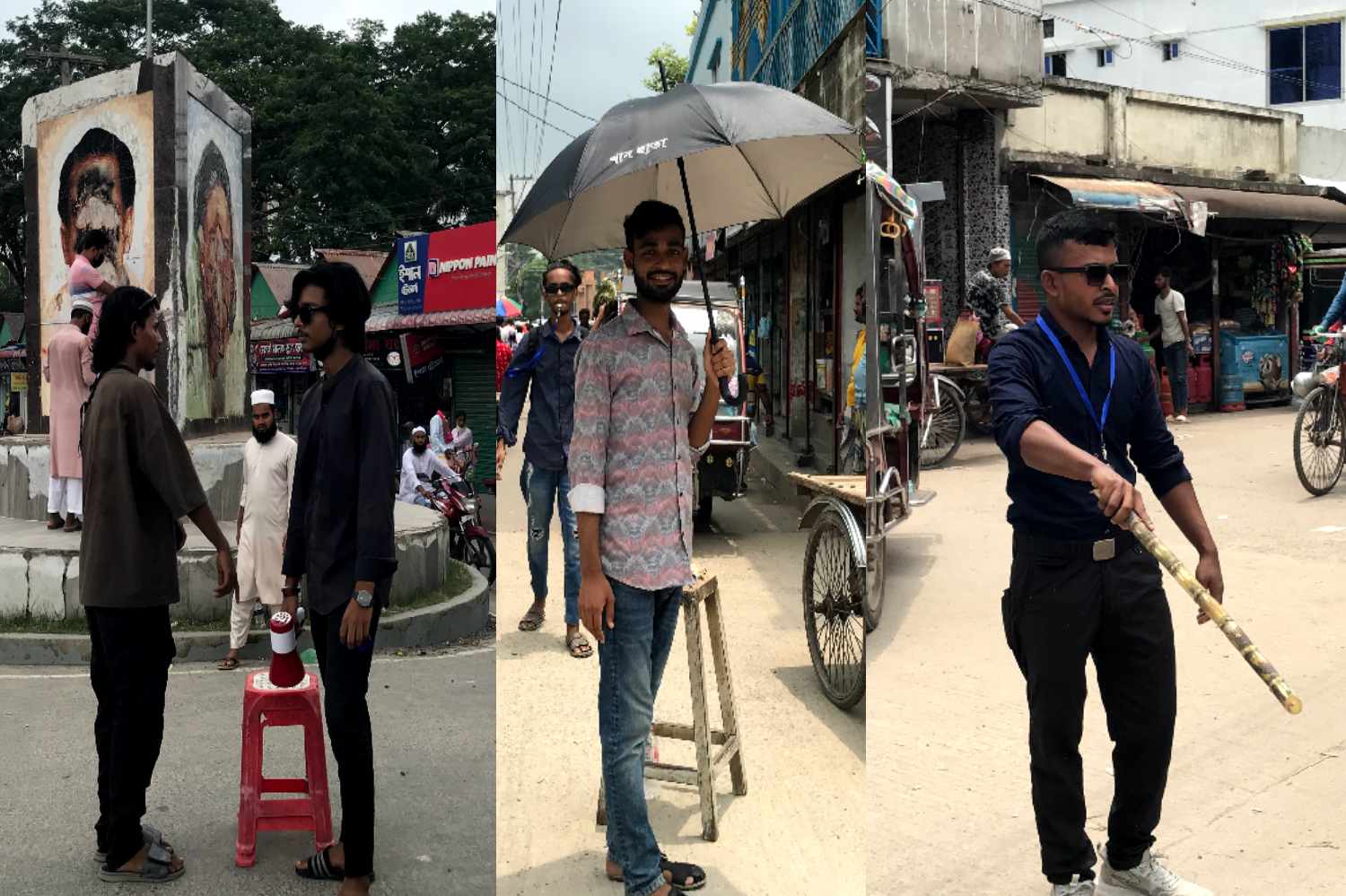 শিবচরে পরিষ্কার-পরিচ্ছন্ন ও ট্রাফিকের দায়িত্ব পালন করছেন শিক্ষার্থীরা।