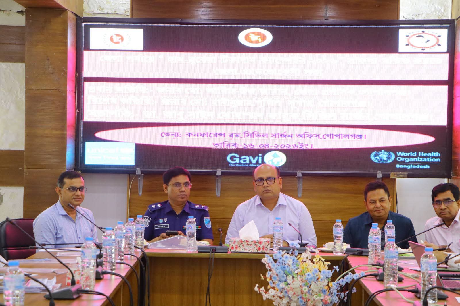 গোপালগঞ্জে হাম-রুবেলা টিকাদান ক্যাম্পেইন সফল করতে জেলা এ্যাডভোকেসী সভা অনুষ্ঠিত।