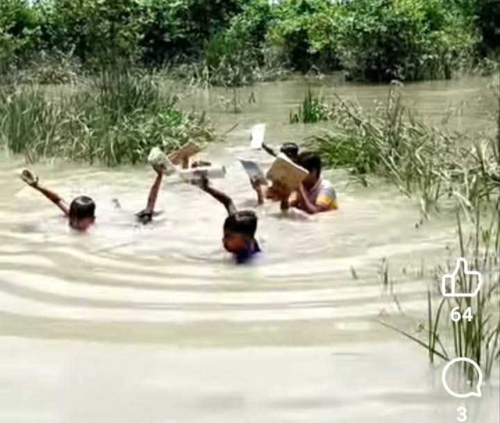 খাল সাঁতরে ভিজে স্কুলে আসার আগ্রহ হারাচ্ছে চরকারফারমার শিশুরা 1 received 1372997248347647 || Dailydeshsomoy